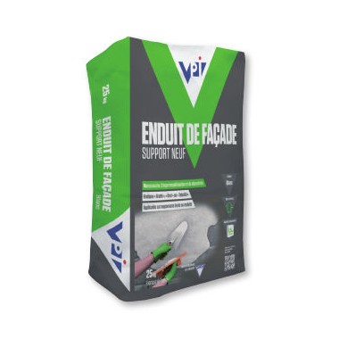 Enduit de façade support neuf - Gris cendre - 25kg